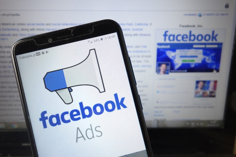Facebook Ads logo on mobile phone