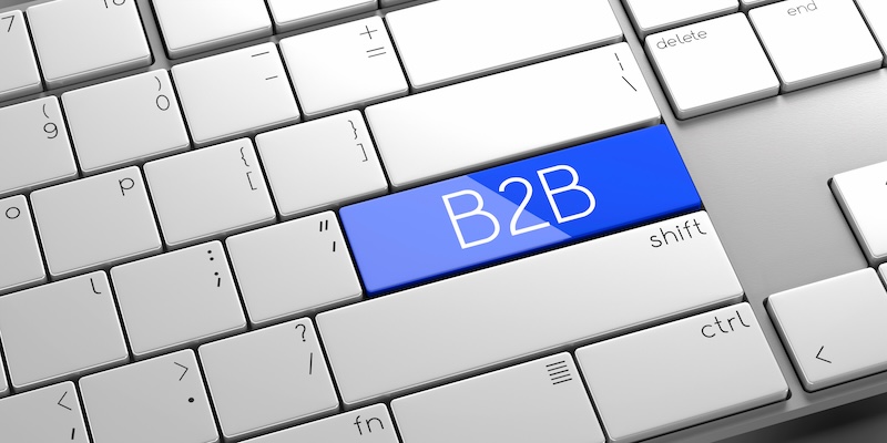 B2B, business to business modern computer keyboard 3D illustration