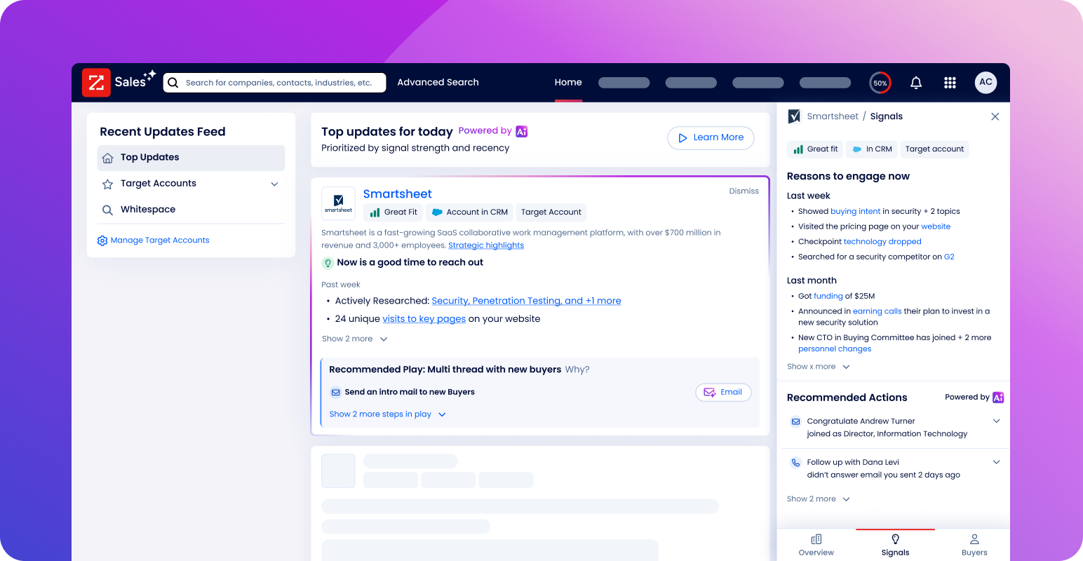 ZoomInfo Copilot homepage