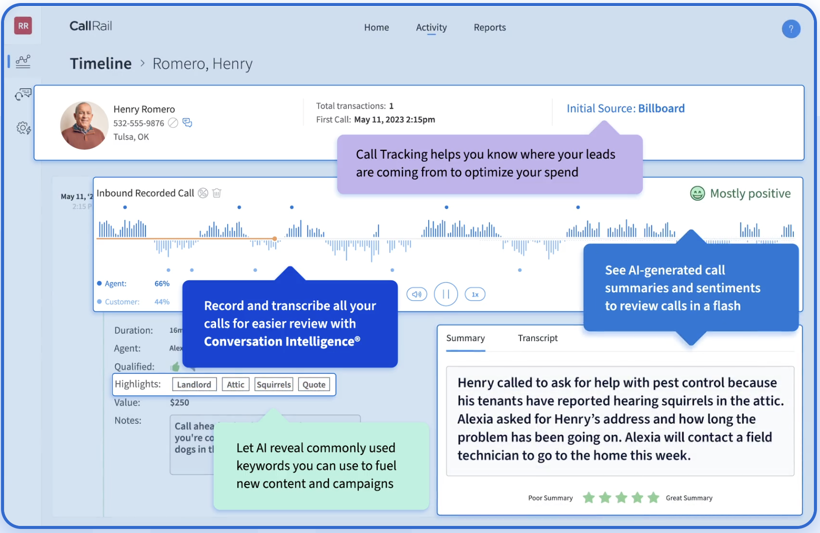 Screenshot of CallRail Platform